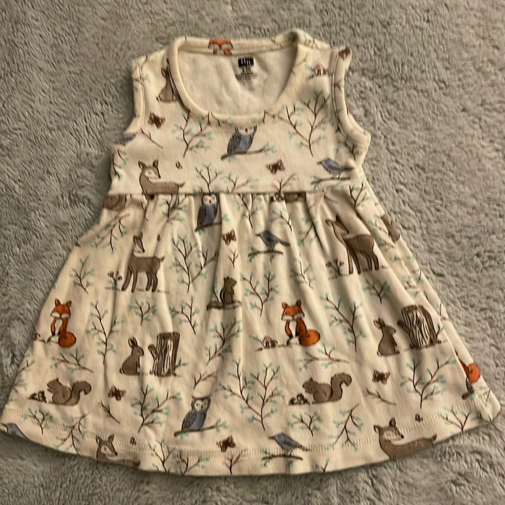 HB Woodlands Print Dress  SZ 0-3 M sleeveless  animals
White